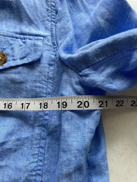 Talbots Light Blue Linen Drawstring Hem Jacket - Picture 5 of 6